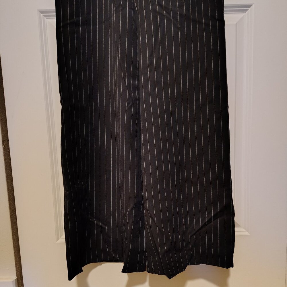 Ralph Lauren Black Pinstripe Pantsuit Sleeveless Flared Pant Belted Office Chic - Picture 4 of 9
